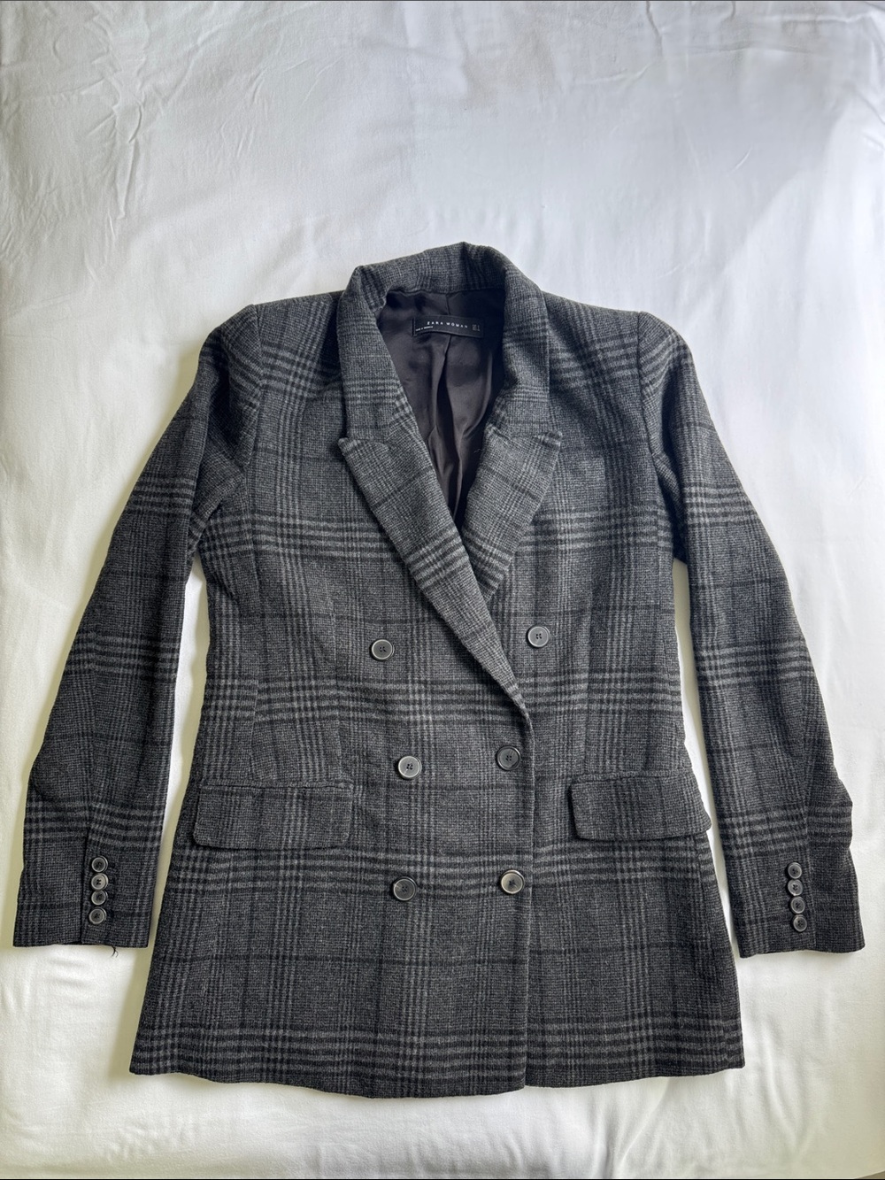 Zara | Double-Breasted Plaid Blazer | Size: S